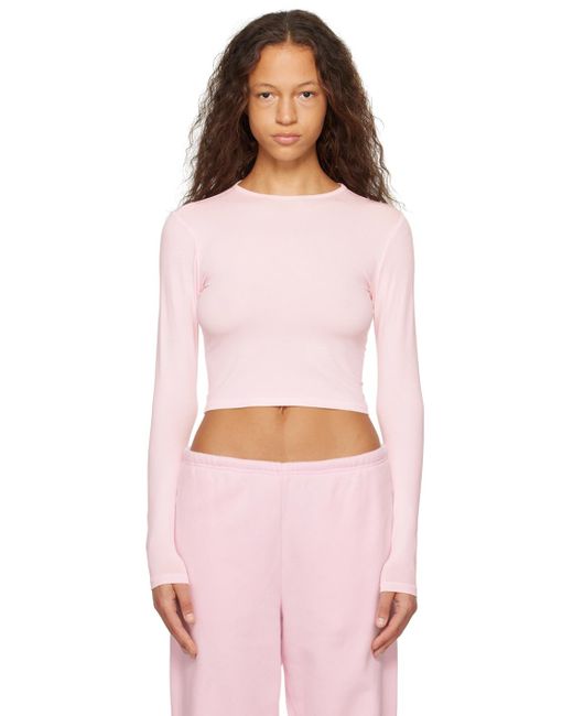 Skims Pink New Vintage Cropped Long Sleeve T-shirt