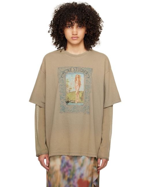 Acne Multicolor Taupe Layered Long Sleeve T-shirt