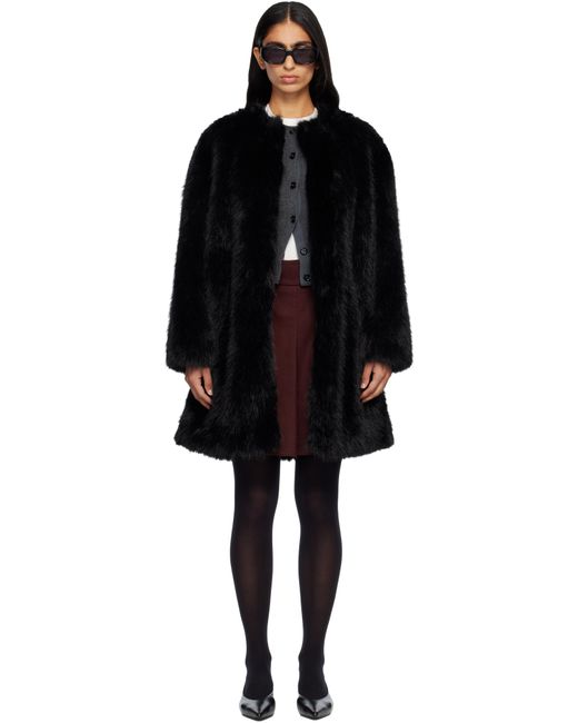 Max Mara ブラック Eros フェイクファー コート ブラック | Lyst