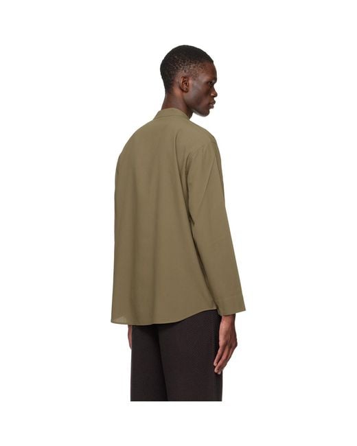 Homme Plissé Issey Miyake Multicolor Khaki Embroidery Press Shirt for men