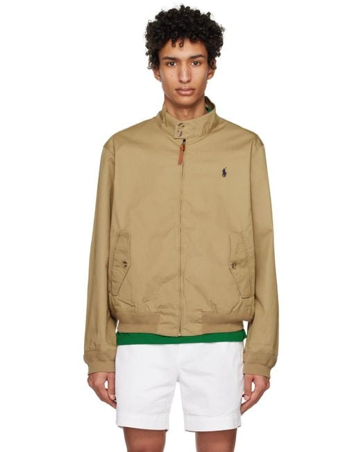 Polo Ralph Lauren Tan Two-button Bomber Jacket for Men | Lyst UK