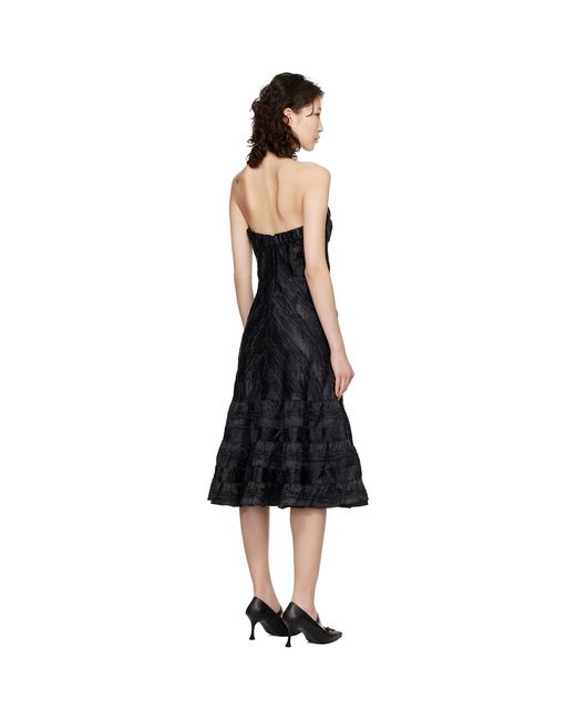 Anna Sui Black Strapless Sweetheart Midi Dress