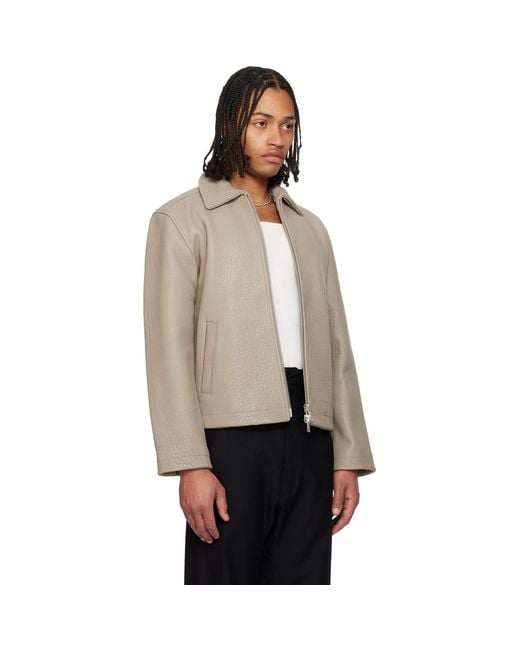 sunflower Natural Taupe Short Leather Jacket for men