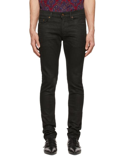 Saint Laurent Skinny Coated Denim Jeans 