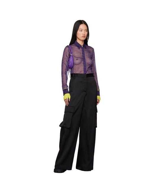 Versace Black Straight Leg Tailored Pants