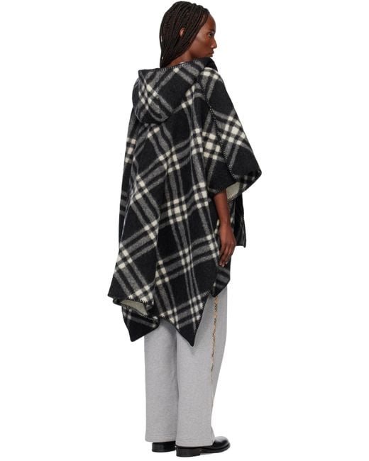 Burberry Black Check Wool Reversible Cape
