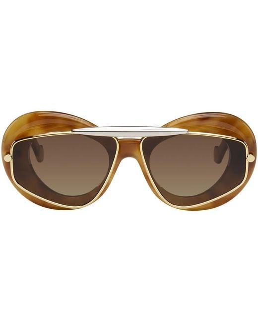 Loewe Black Brown Wing Double Frame Sunglasses for men