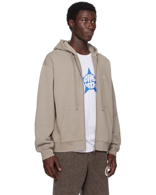 Pull À Capuche Taupe À Glissière Et À Petit Logo Manuscrit Dime pour homme en coloris Natural