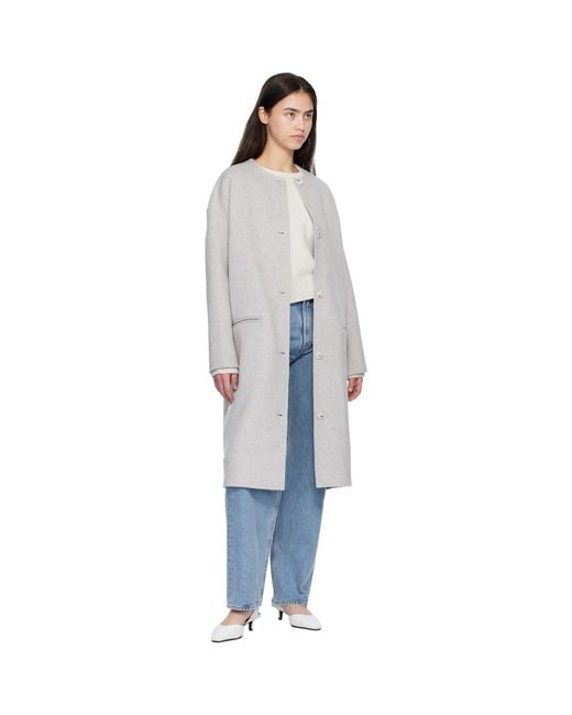 Loulou de Saison Black Kerry Wool Cashmere Drap Oval Coat
