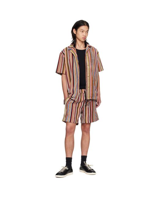 Paul Smith Brown 'Signature Stripe' Towelling Lounge Shirt for men