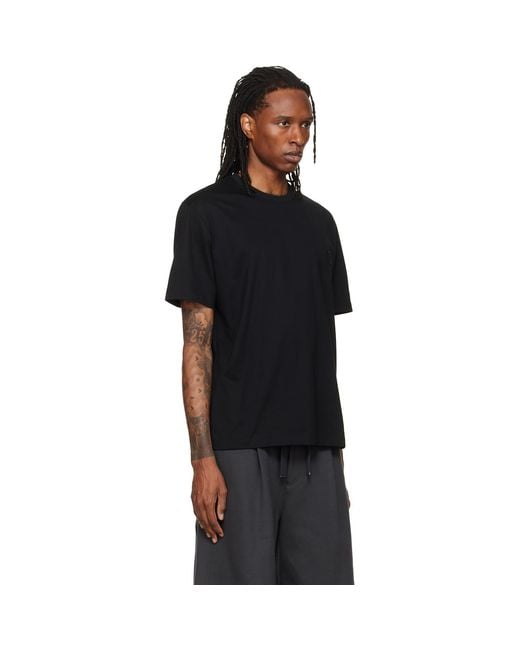 Wooyoungmi Black Cotton Back Logo T-Shirt for men