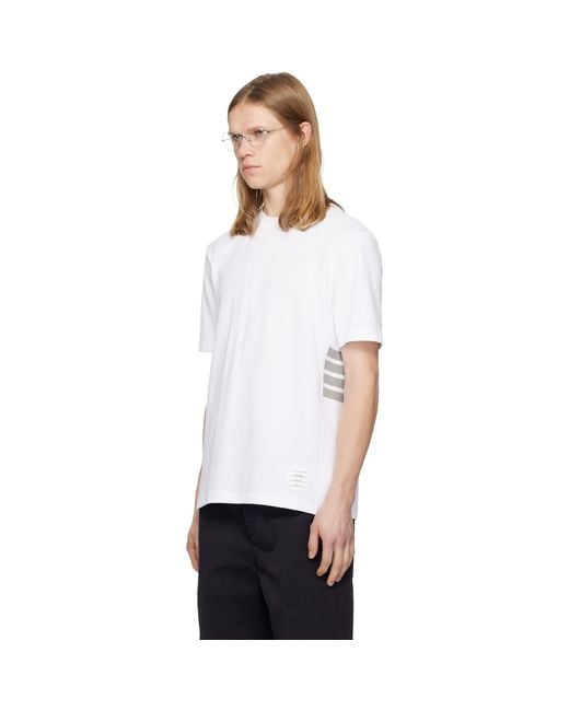 Thom Browne White Classic Pique 4-Bar T-Shirt for men