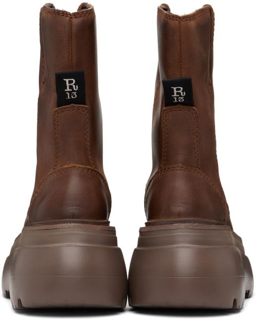 R13 Brown Ssense Exclusive Chunky Workwear Boots