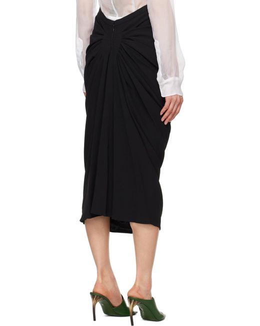Dries Van Noten Black Pleated Midi Skirt