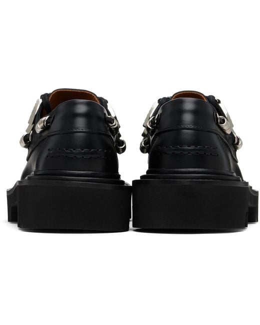 Toga Virilis Black Hard Leather Boat Shoes for men