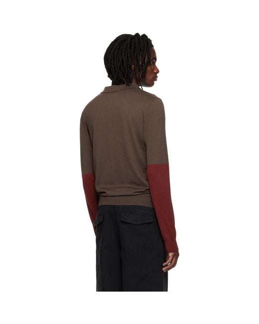 Entire studios Black Split Sleeve Polo for men