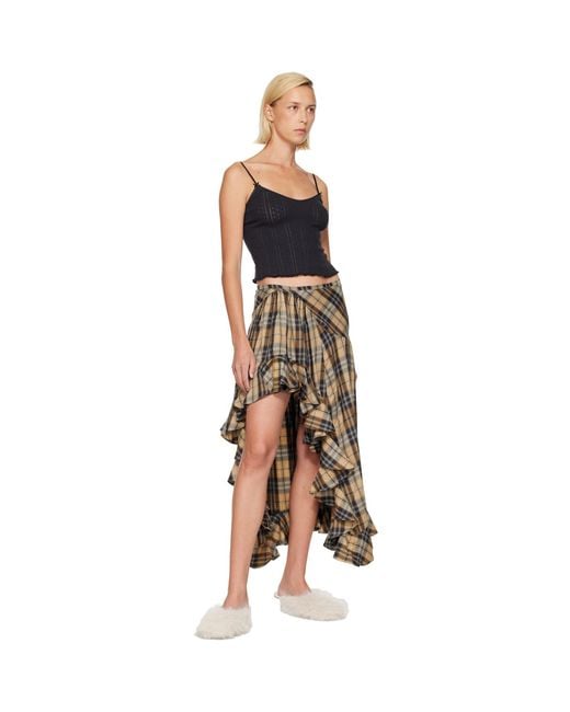 Collina Strada Brown Florist Midi Skirt