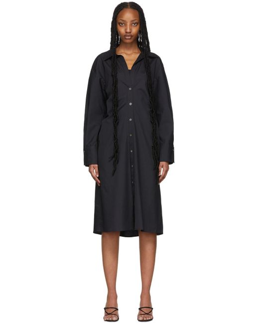 Vince Cotton Fitted Shirt Dress in Black - Lyst