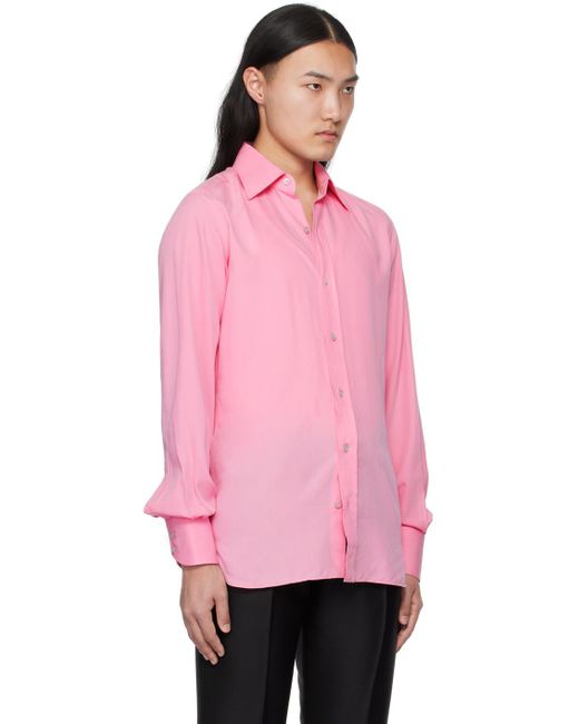 Tom Ford Pink Spread Collar Shirt for men
