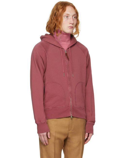Tom Ford Red Burgundy Garment-dyed Hoodie for men
