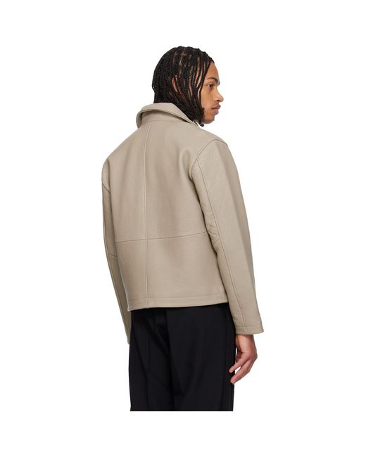 sunflower Natural Taupe Short Leather Jacket for men