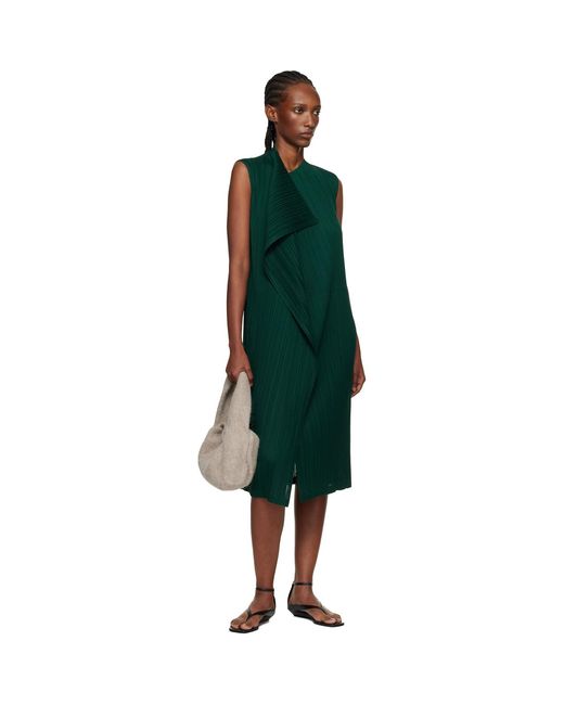 Pleats Please Issey Miyake Black Ramie Pleats Maxi Dress