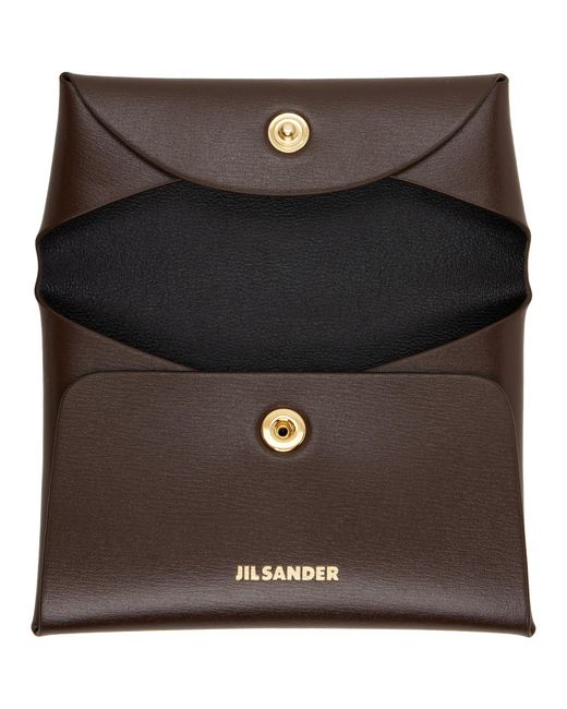 Jil Sander Brown Folded Coin Pouch