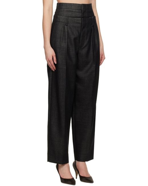 Victoria Beckham ブラック ダブルウエスト トラウザーズ Black