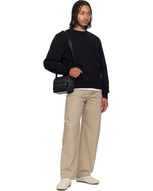 Burberry Black Check Label Cotton Hoodie for men