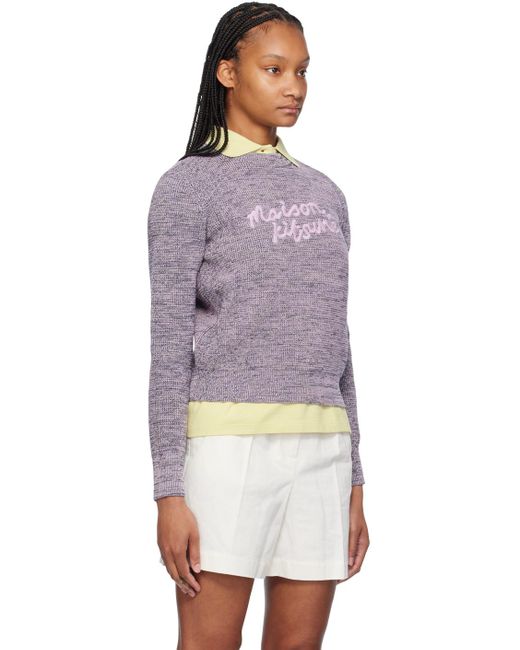 Maison Kitsuné Purple Handwriting Sweater