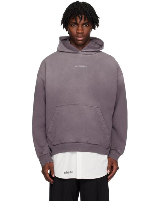 Balenciaga Purple Embroidered Hoodie for men
