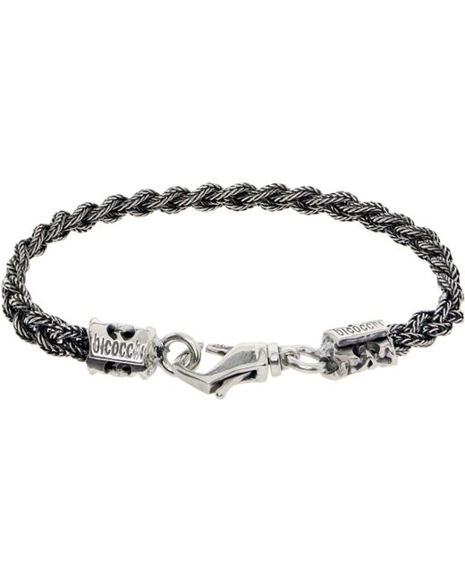 Emanuele Bicocchi Black Tiny Fishtail Braid Bracelet for men