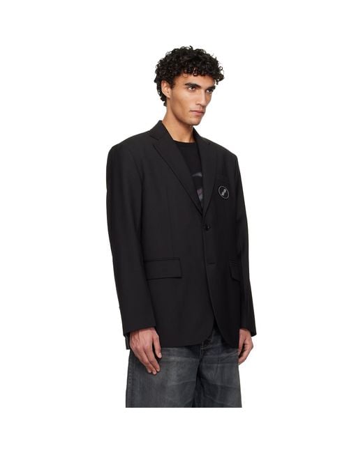 we11done Black Oversized Suit Logo Blazer for men