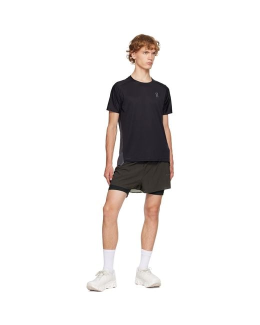 On Shoes Black Performance Running T-Shirt for men