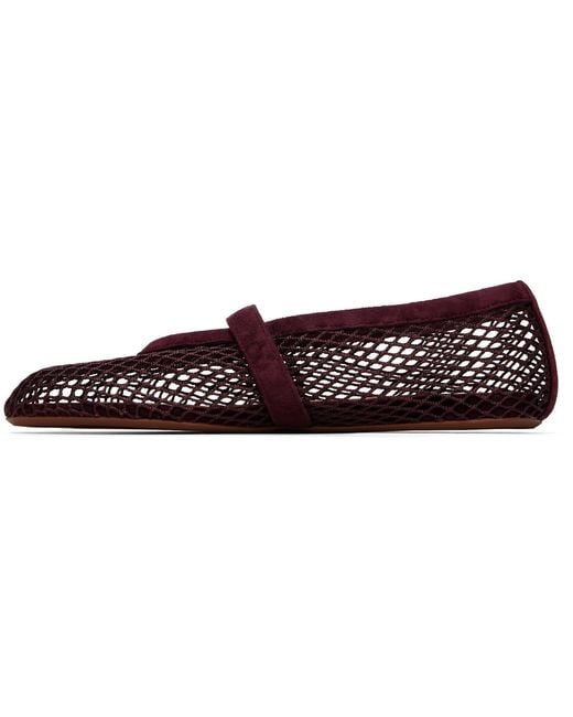 Alaïa Multicolor Burgundy Fishnet Suede Ballerina Flats