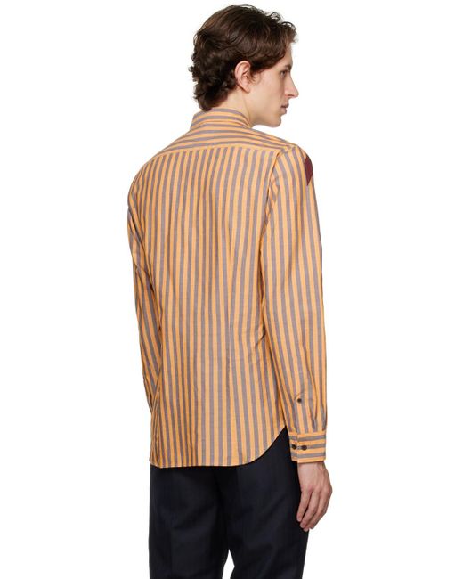 Dries Van Noten Black Orange Striped Shirt for men