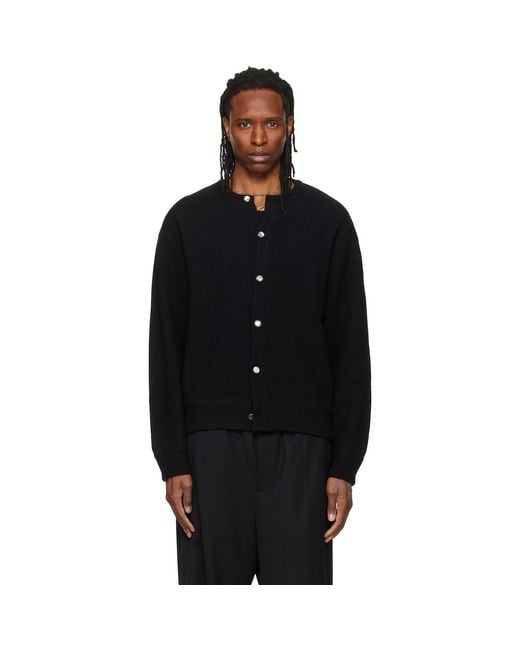 Wooyoungmi Black Round Neck Wool Cardigan for men
