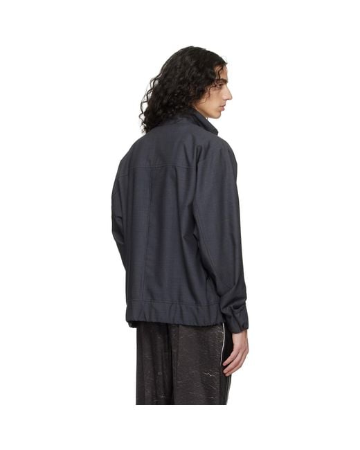Serapis Black Wool Track Jacket for men