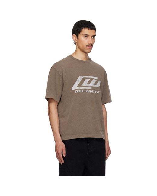 Off-White c/o Virgil Abloh Brown 'Ow' Racing Skate T-Shirt for men