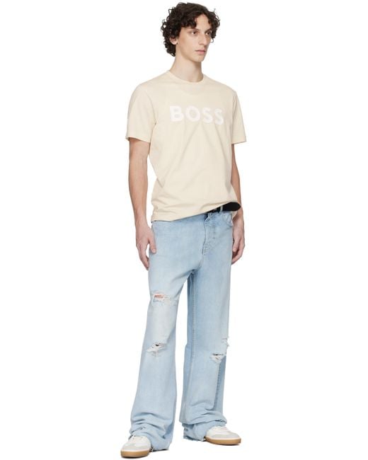 Boss Black Cotton-Jersey Logo Print T-Shirt for men