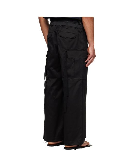 Sacai Black Cotton Chino & Nylon Twill Cargo Pants for men