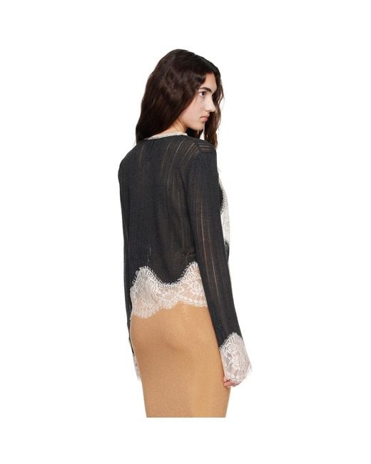 Anna Sui Natural Off- Lingerie Lace Knit Cardigan
