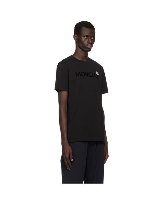 Moncler Black Flocked Logo T-Shirt for men