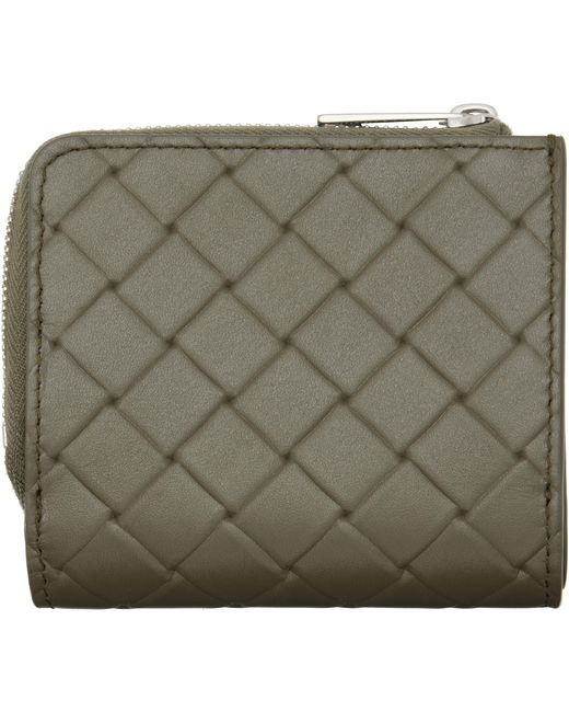 Bottega Veneta メンズ グリーン カーキ Intrecciato Stamp 二つ折り 