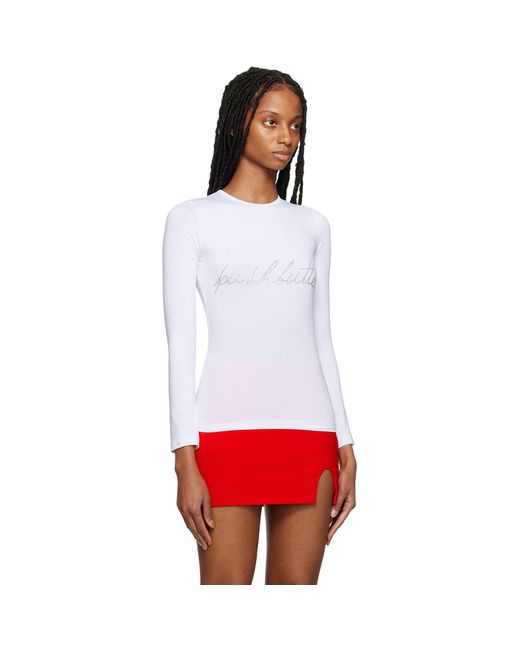 Pushbutton Red Crystal Long Sleeve T-Shirt