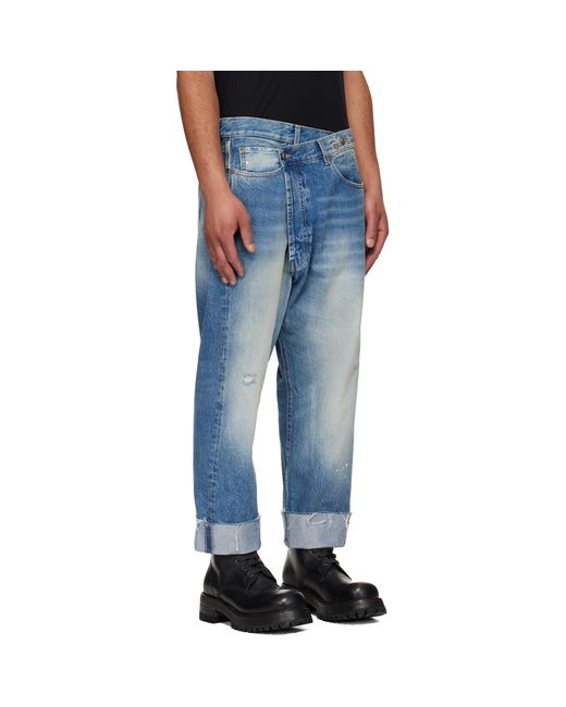 R13 Blue Crossover Jeans for men