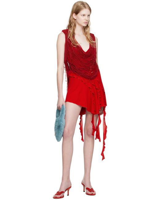Blumarine レッド ラッフル ミニスカート Red