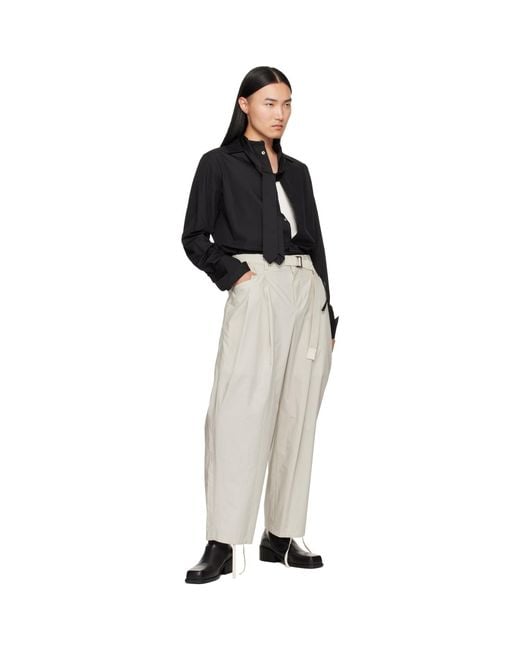 Sacai Black Satin Tie Poplin Shirt for men