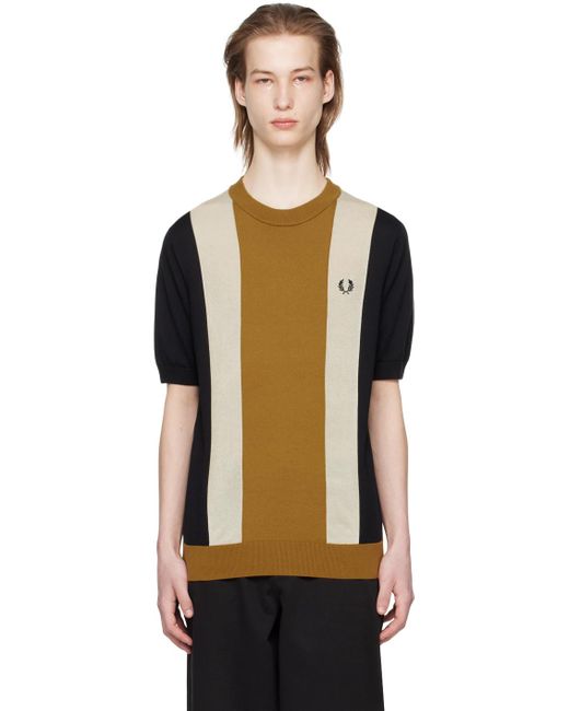 Fred Perry Black & Tan Striped T-shirt for men