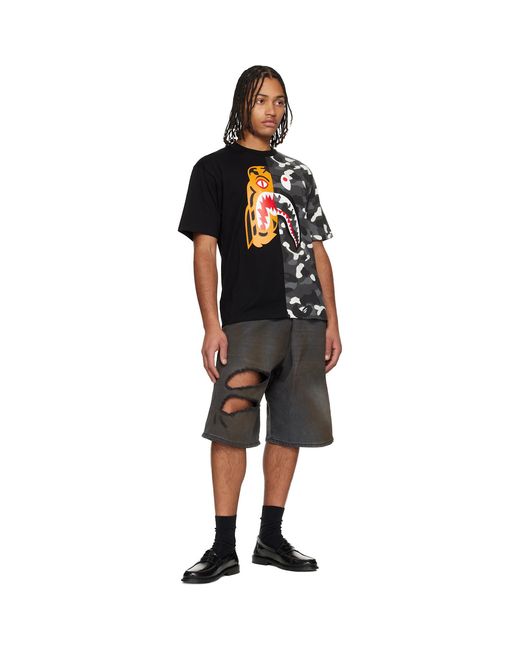 A Bathing Ape Black City Camo Tiger Shark Relaxed Fit T-Shirt for men